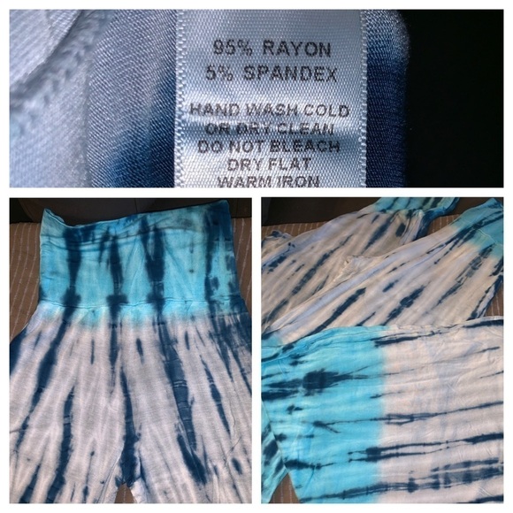 Last pair - AQUA & Silver Tie Dye Palazzo Pants - Picture 7 of 7